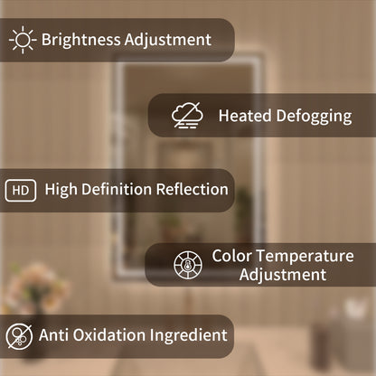 TaiMei LED Bathroom Vanity Mirror Anti-Fog Brightness Adjustable High-Definition ETL Certified
