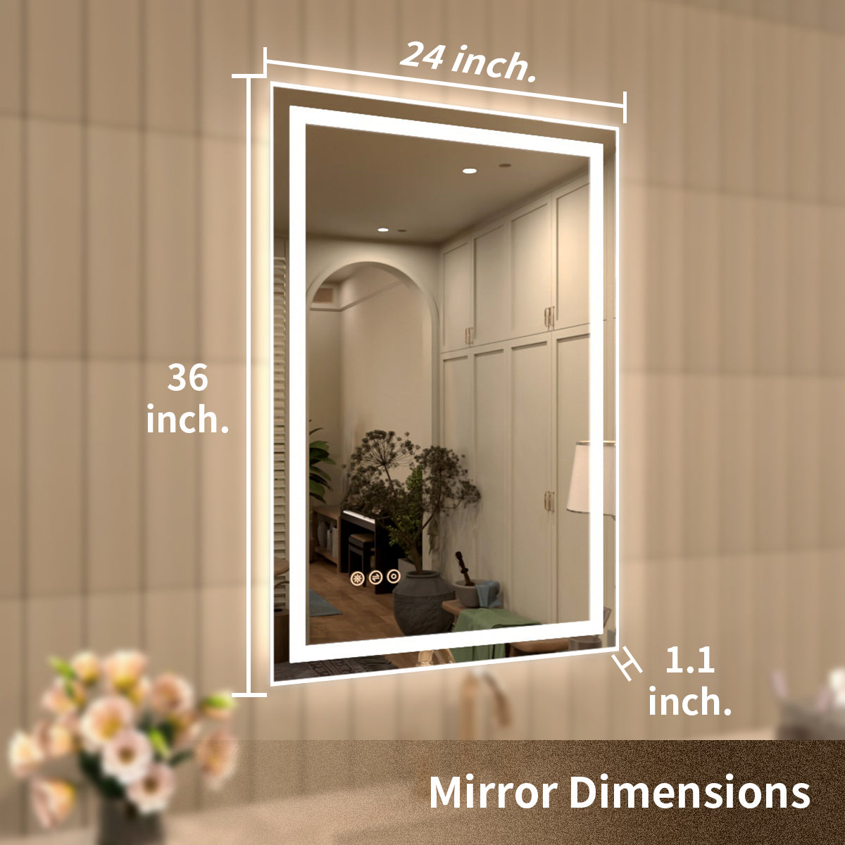 TaiMei MD04SF Frameless  LED Single Bathroom Vanity Mirror in Polished Crystal