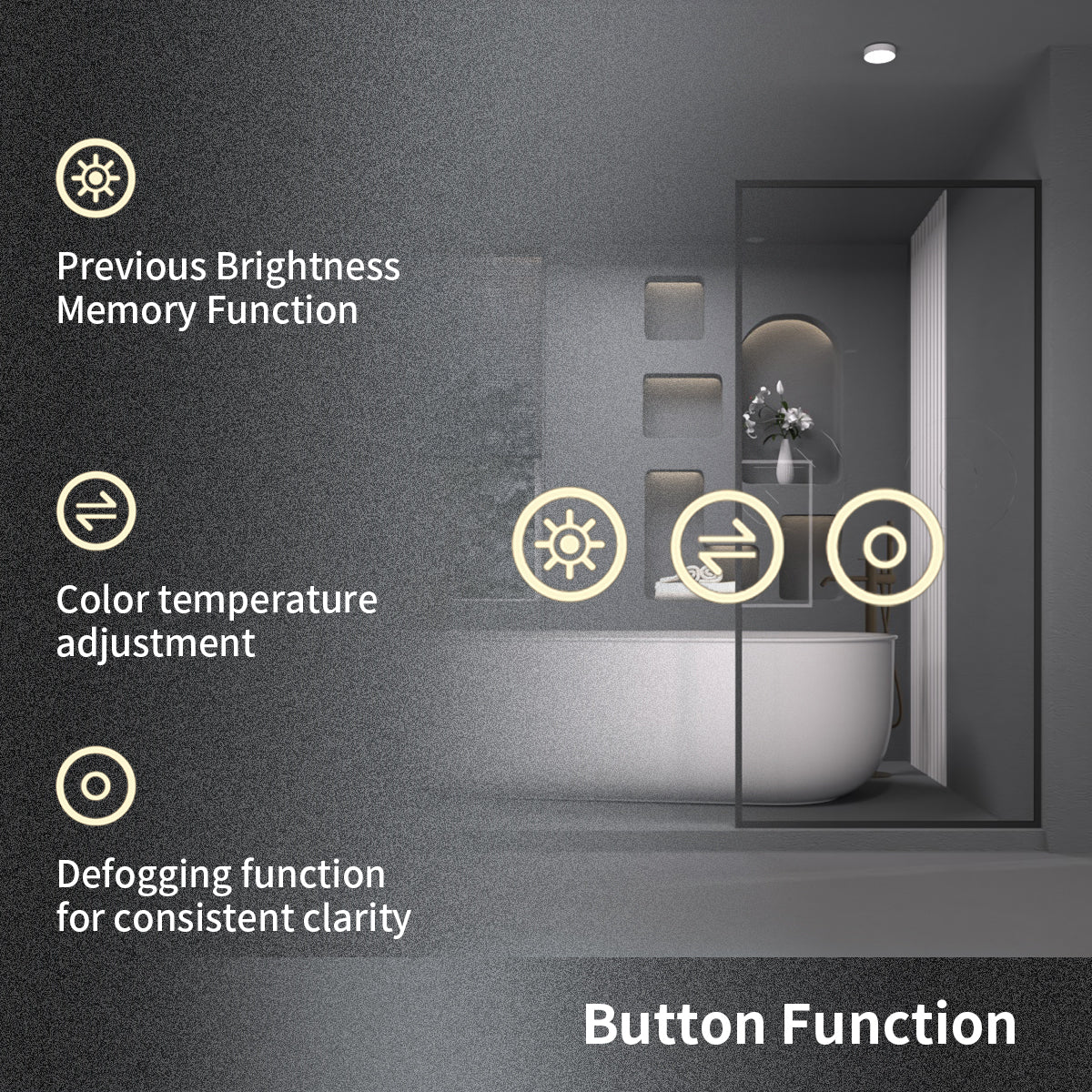 TaiMei LED Bathroom Vanity Mirror Anti-Fog Brightness Adjustable High-Definition ETL Certified