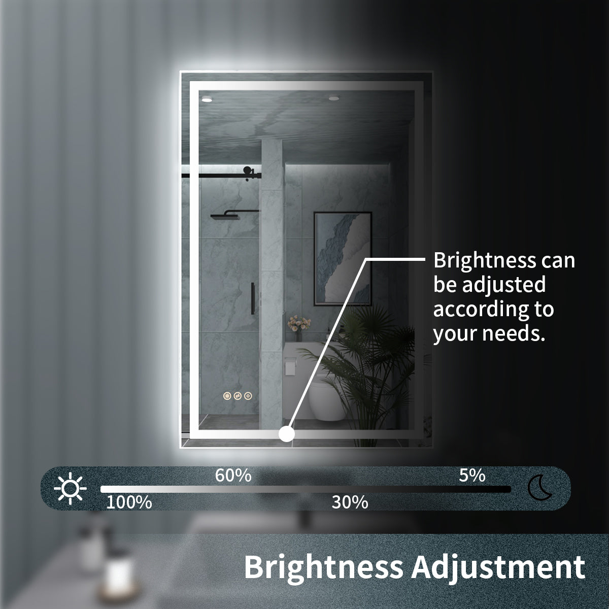 TaiMei LED Bathroom Vanity Mirror Anti-Fog Brightness Adjustable High-Definition ETL Certified