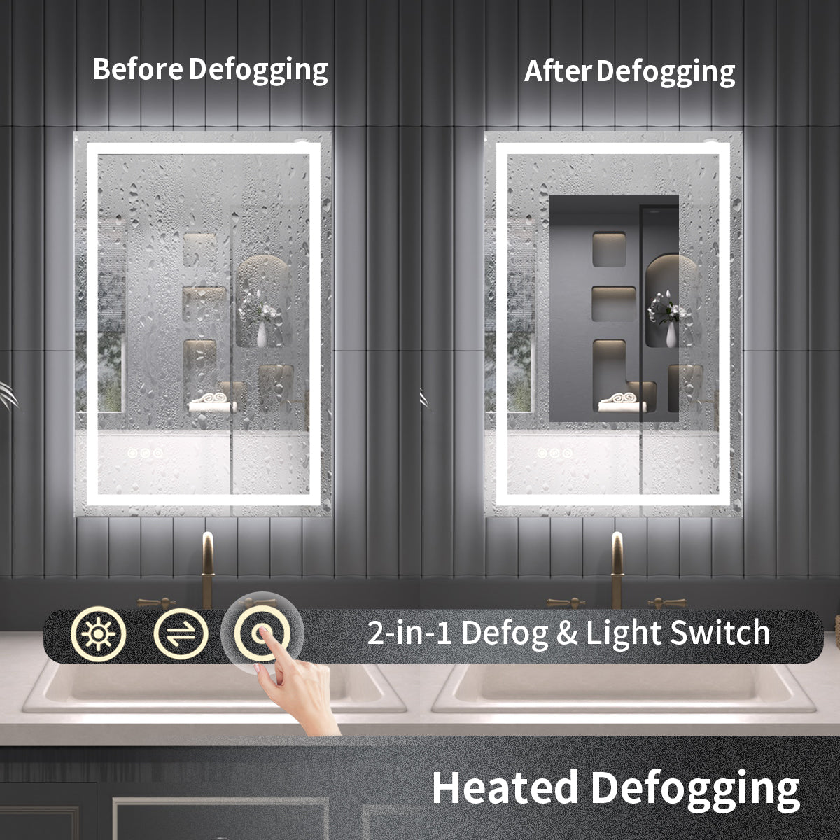 TaiMei LED Bathroom Vanity Mirror Anti-Fog Brightness Adjustable High-Definition ETL Certified