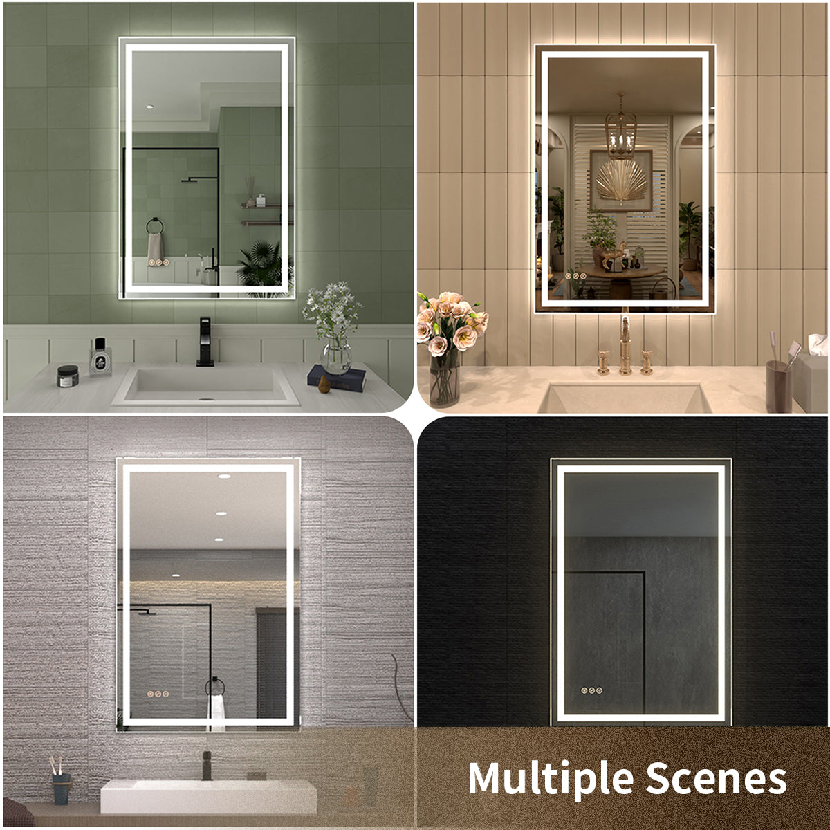 TaiMei MD04SF Frameless  LED Single Bathroom Vanity Mirror in Polished Crystal