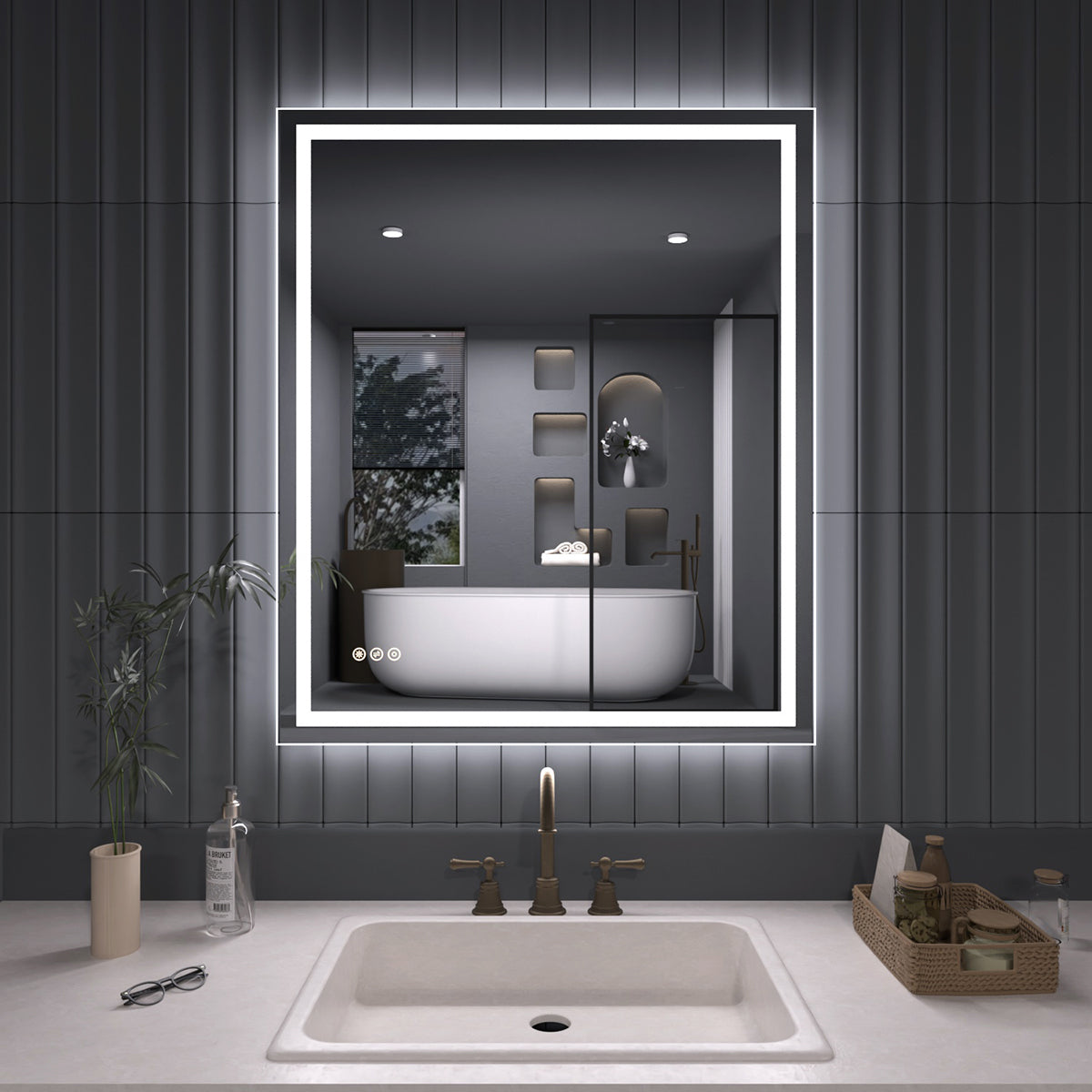 TaiMei LED Bathroom Vanity Mirror Anti-Fog Brightness Adjustable High-Definition ETL Certified