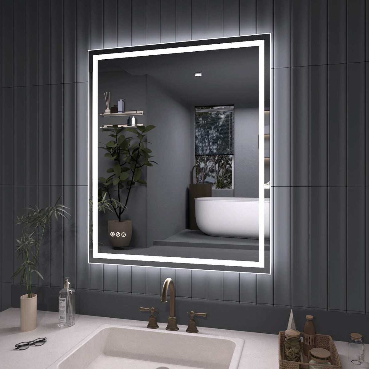 TaiMei LED Bathroom Vanity Mirror Anti-Fog Brightness Adjustable High-Definition ETL Certified