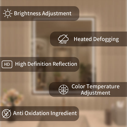 TaiMei LED Bathroom Vanity Mirror Anti-Fog Brightness Adjustable High-Definition ETL Certified