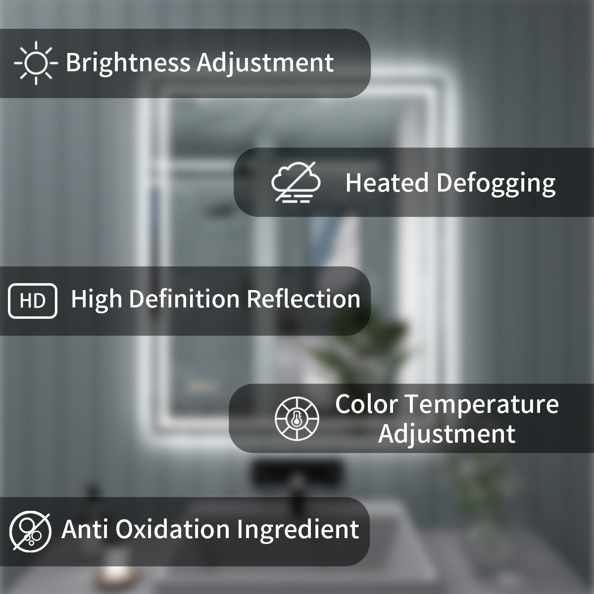 TaiMei LED Bathroom Vanity Mirror Anti-Fog Brightness Adjustable High-Definition ETL Certified