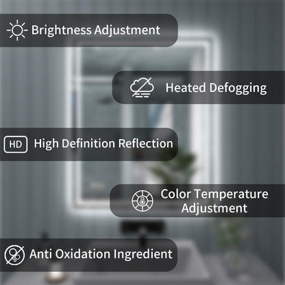 TaiMei LED Bathroom Vanity Mirror Anti-Fog Brightness Adjustable High-Definition ETL Certified
