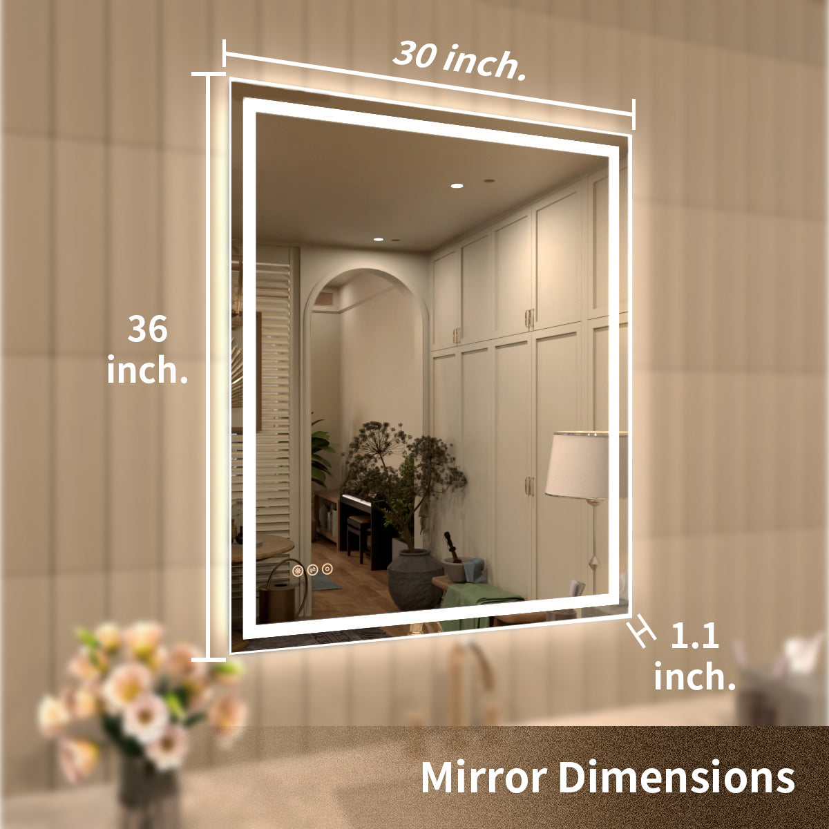 TaiMei Multiple Sizes Rectangular Frameless LED Anti-Fog Wall Bathroom Vanity Mirror MD04-3036-04_30aa3e43-9150-4a92-af89-ace62f455ee5