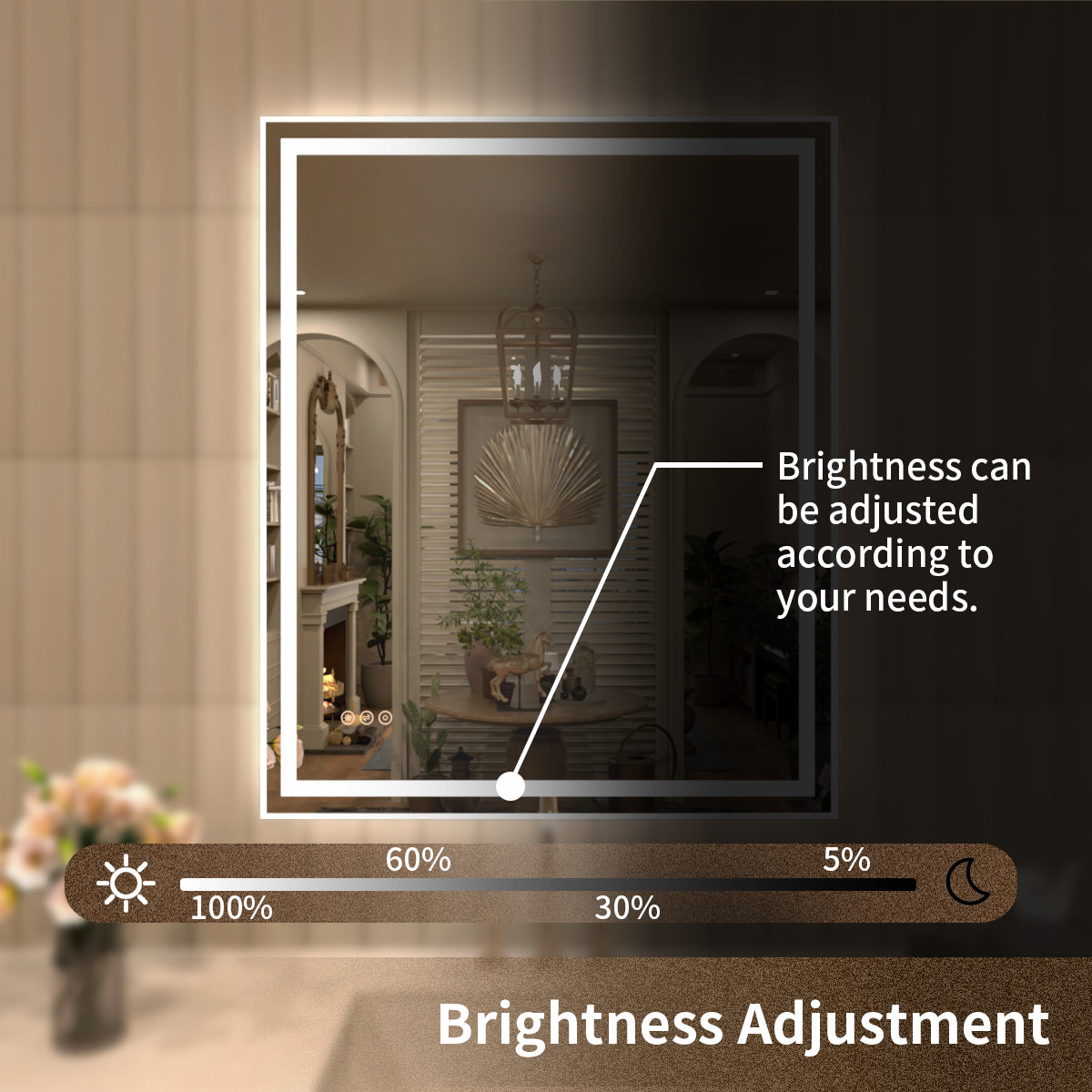 TaiMei LED Bathroom Vanity Mirror Anti-Fog Brightness Adjustable High-Definition ETL Certified