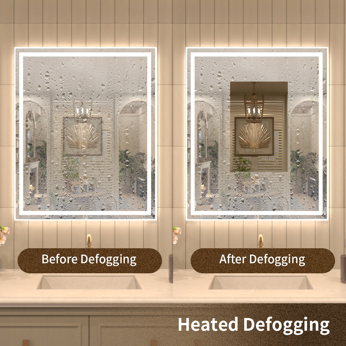 TaiMei MD04SF Frameless  LED Single Bathroom Vanity Mirror in Polished Crystal