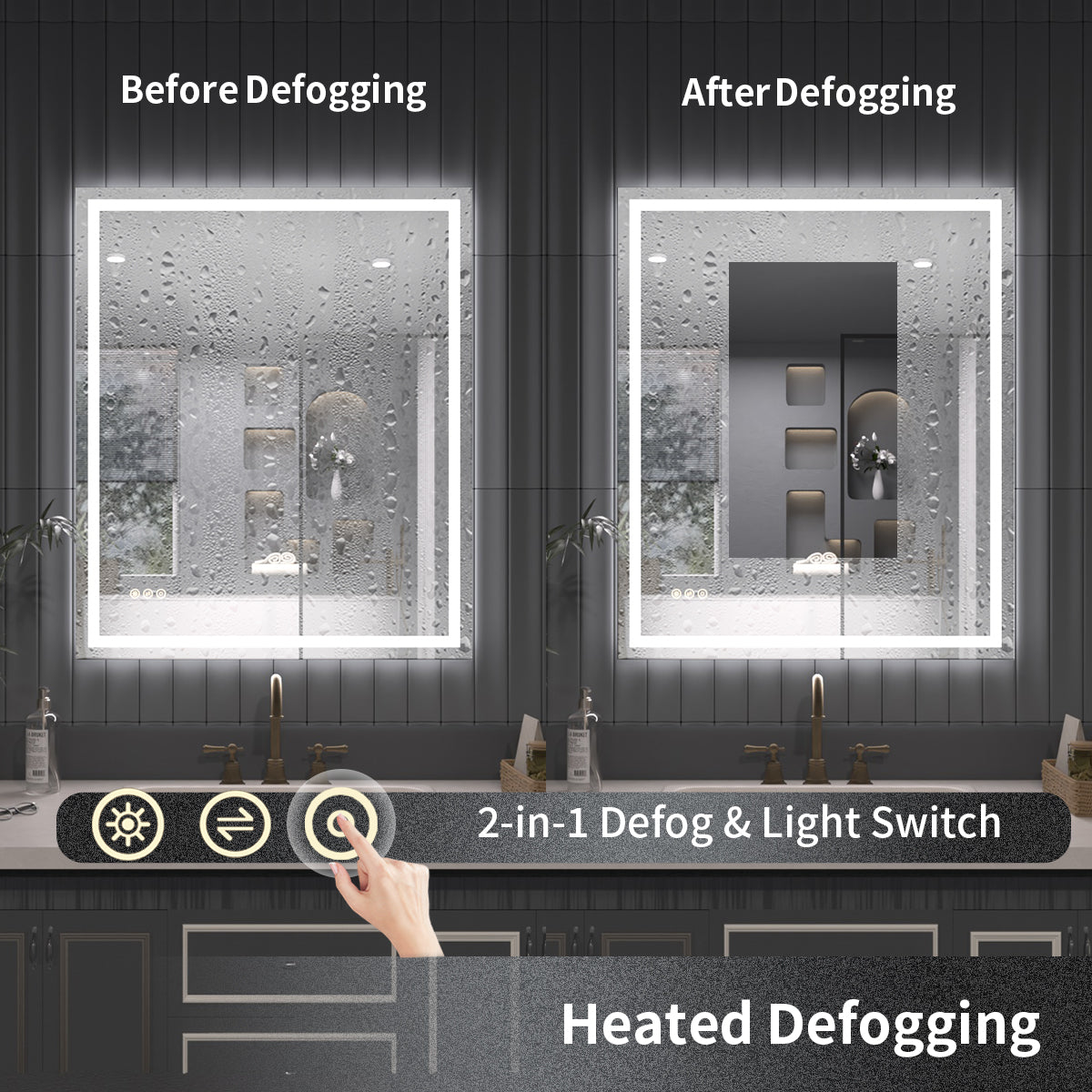 TaiMei LED Bathroom Vanity Mirror Anti-Fog Brightness Adjustable High-Definition ETL Certified