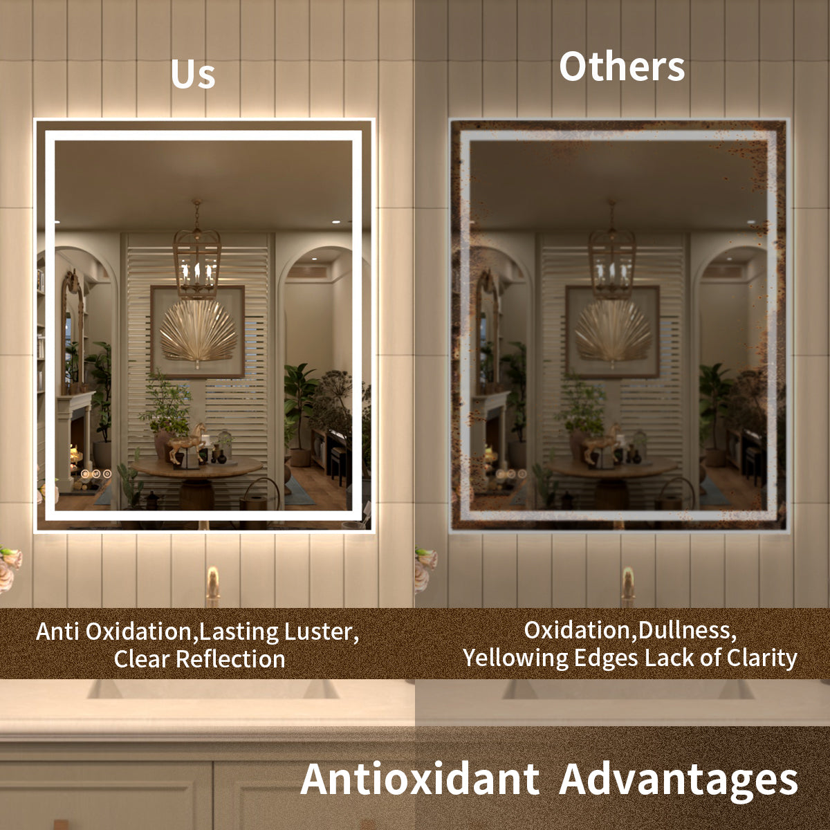 TaiMei MD04SF Frameless  LED Single Bathroom Vanity Mirror in Polished Crystal