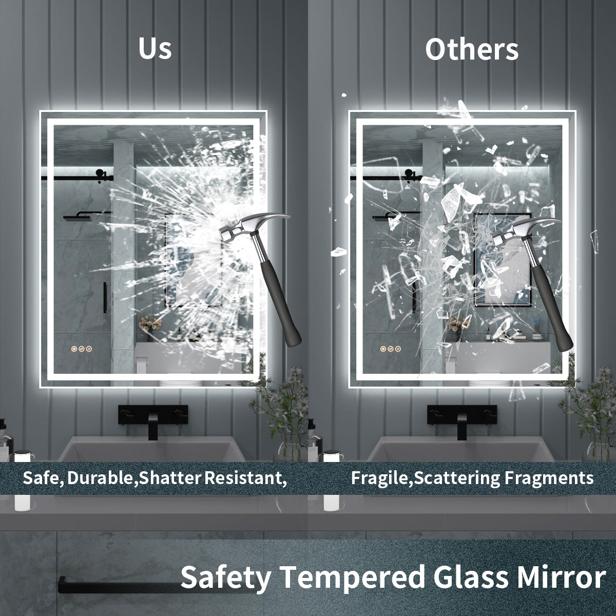 TaiMei LED Bathroom Vanity Mirror Anti-Fog Brightness Adjustable High-Definition ETL Certified