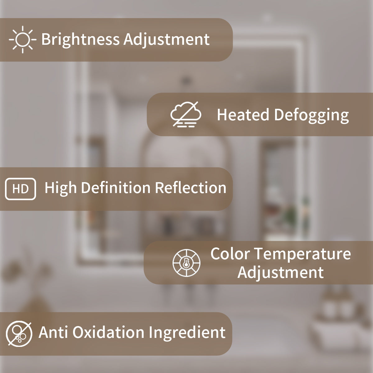 TaiMei LED Bathroom Vanity Mirror Anti-Fog Brightness Adjustable High-Definition ETL Certified MD04-3636-03
