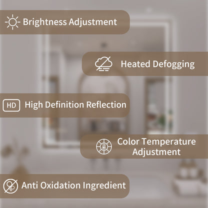 TaiMei LED Bathroom Vanity Mirror Anti-Fog Brightness Adjustable High-Definition ETL Certified MD04-3636-03