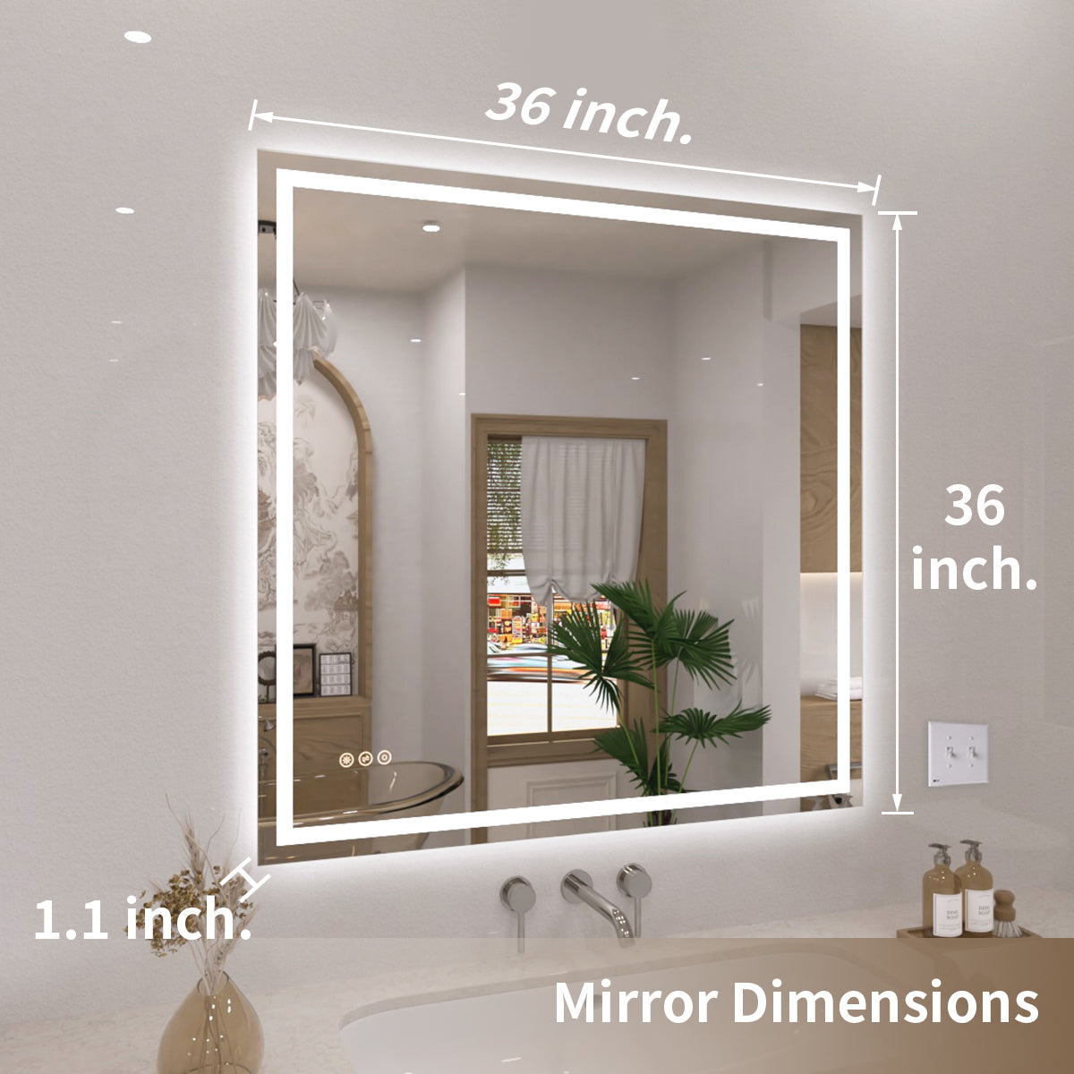 TaiMei LED Bathroom Vanity Mirror Anti-Fog Brightness Adjustable High-Definition ETL Certified MD04-3636-04