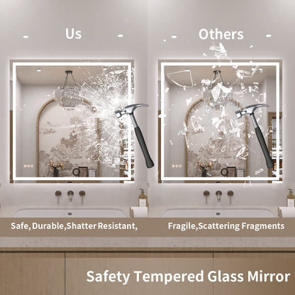 TaiMei LED Bathroom Vanity Mirror Anti-Fog Brightness Adjustable High-Definition ETL Certified MD04-3636-11
