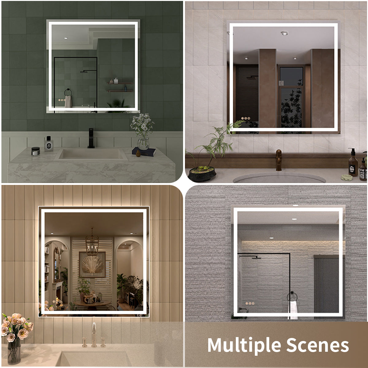 TaiMei LED Bathroom Vanity Mirror Anti-Fog Brightness Adjustable High-Definition ETL Certified MD04-3636-12