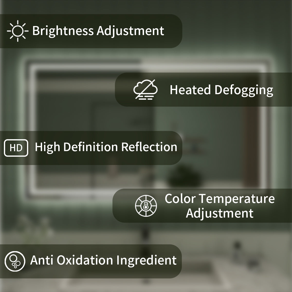 TaiMei LED Bathroom Vanity Mirror Anti-Fog Brightness Adjustable High-Definition ETL Certified