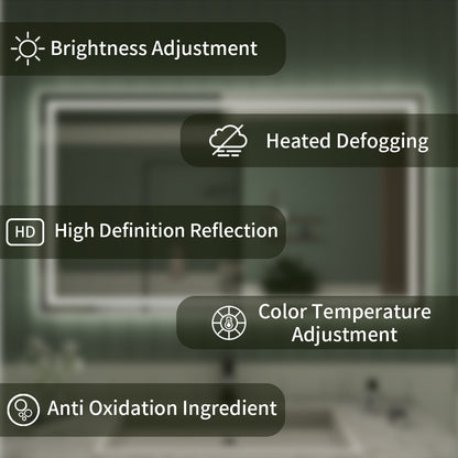 TaiMei LED Bathroom Vanity Mirror Anti-Fog Brightness Adjustable High-Definition ETL Certified