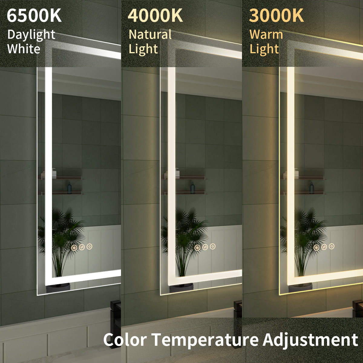 TaiMei LED Bathroom Vanity Mirror Anti-Fog Brightness Adjustable High-Definition ETL Certified