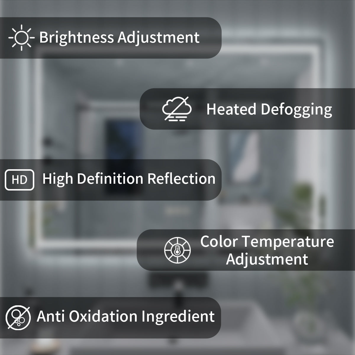 TaiMei LED Bathroom Vanity Mirror Anti-Fog Brightness Adjustable High-Definition ETL Certified