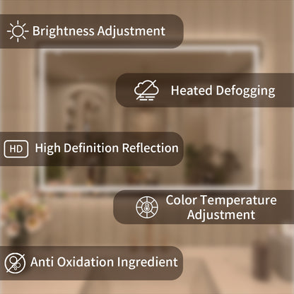 TaiMei LED Bathroom Vanity Mirror Anti-Fog Brightness Adjustable High-Definition ETL Certified
