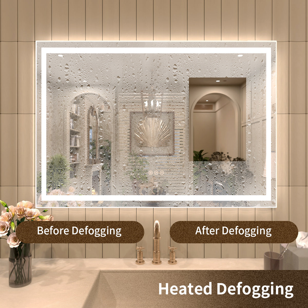 TaiMei MD04SF Frameless  LED Single Bathroom Vanity Mirror in Polished Crystal