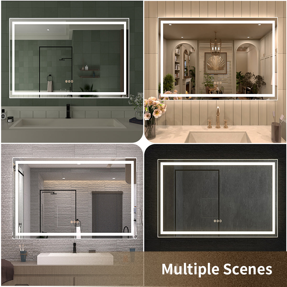 TaiMei MD04SF Frameless  LED Single Bathroom Vanity Mirror in Polished Crystal