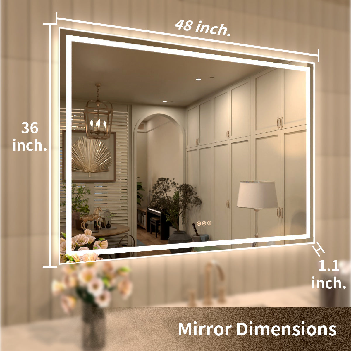 TaiMei MD04SF Frameless  LED Single Bathroom Vanity Mirror in Polished Crystal