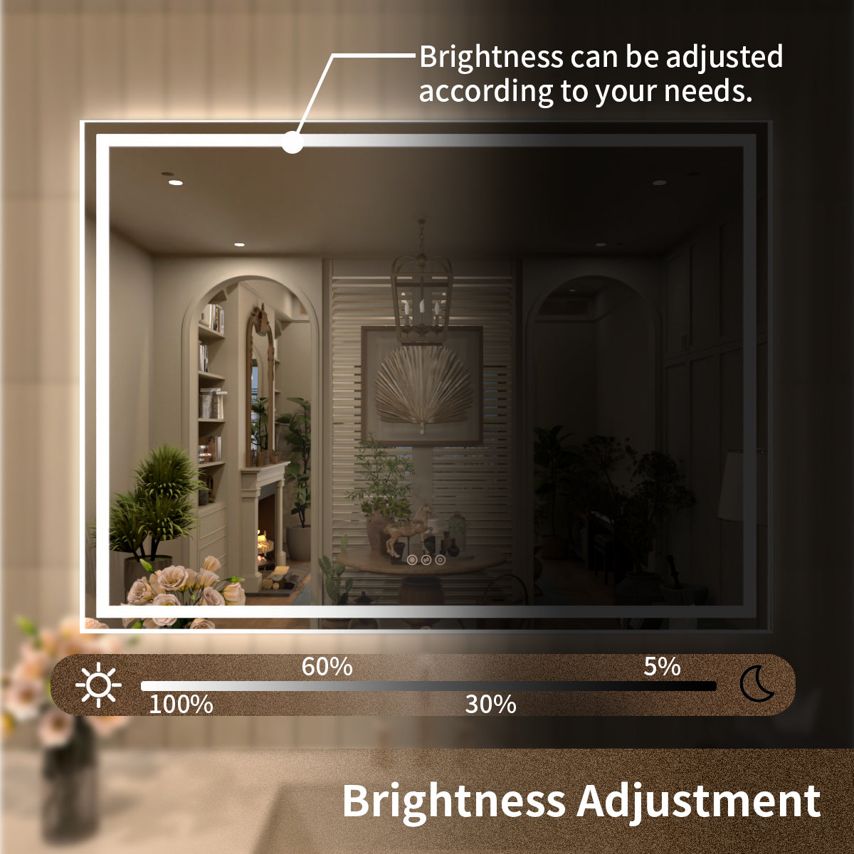 TaiMei LED Bathroom Vanity Mirror Anti-Fog Brightness Adjustable High-Definition ETL Certified