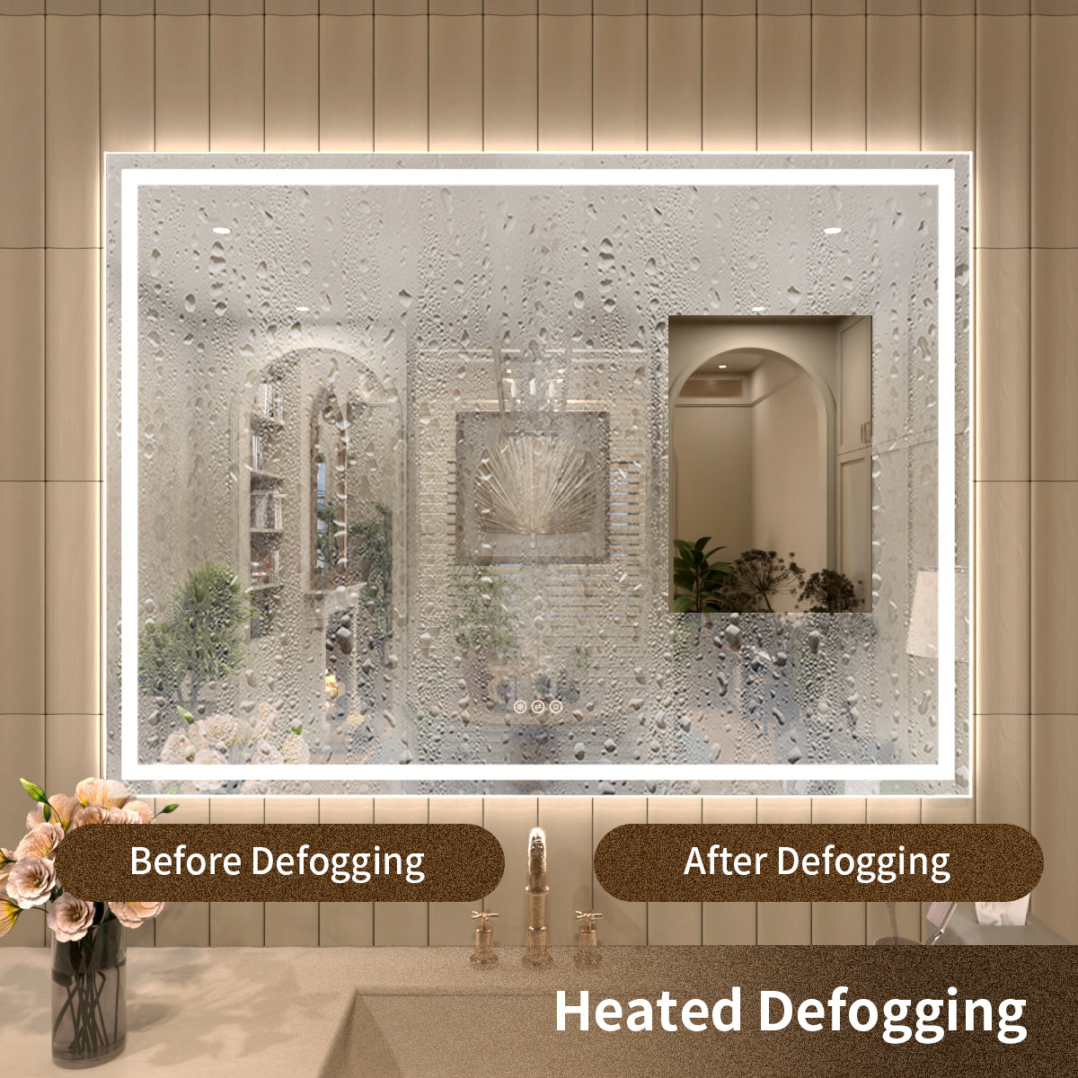 TaiMei LED Bathroom Vanity Mirror Anti-Fog Brightness Adjustable High-Definition ETL Certified