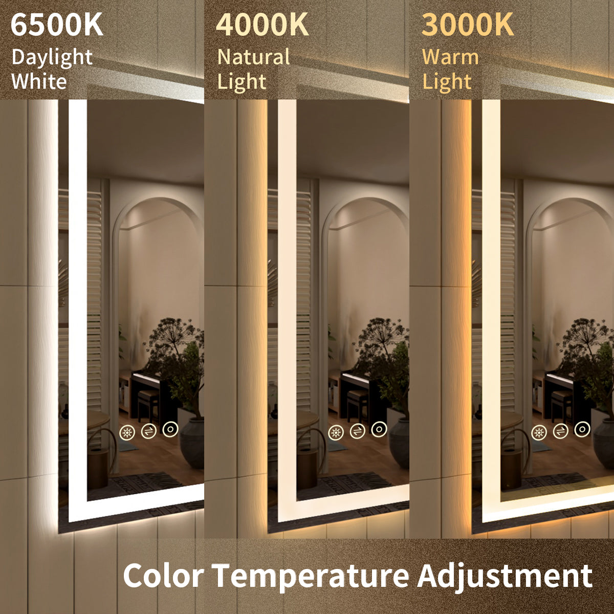 TaiMei LED Bathroom Vanity Mirror Anti-Fog Brightness Adjustable High-Definition ETL Certified