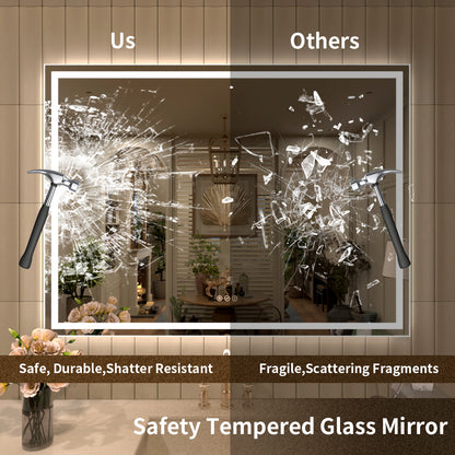 TaiMei LED Bathroom Vanity Mirror Anti-Fog Brightness Adjustable High-Definition ETL Certified