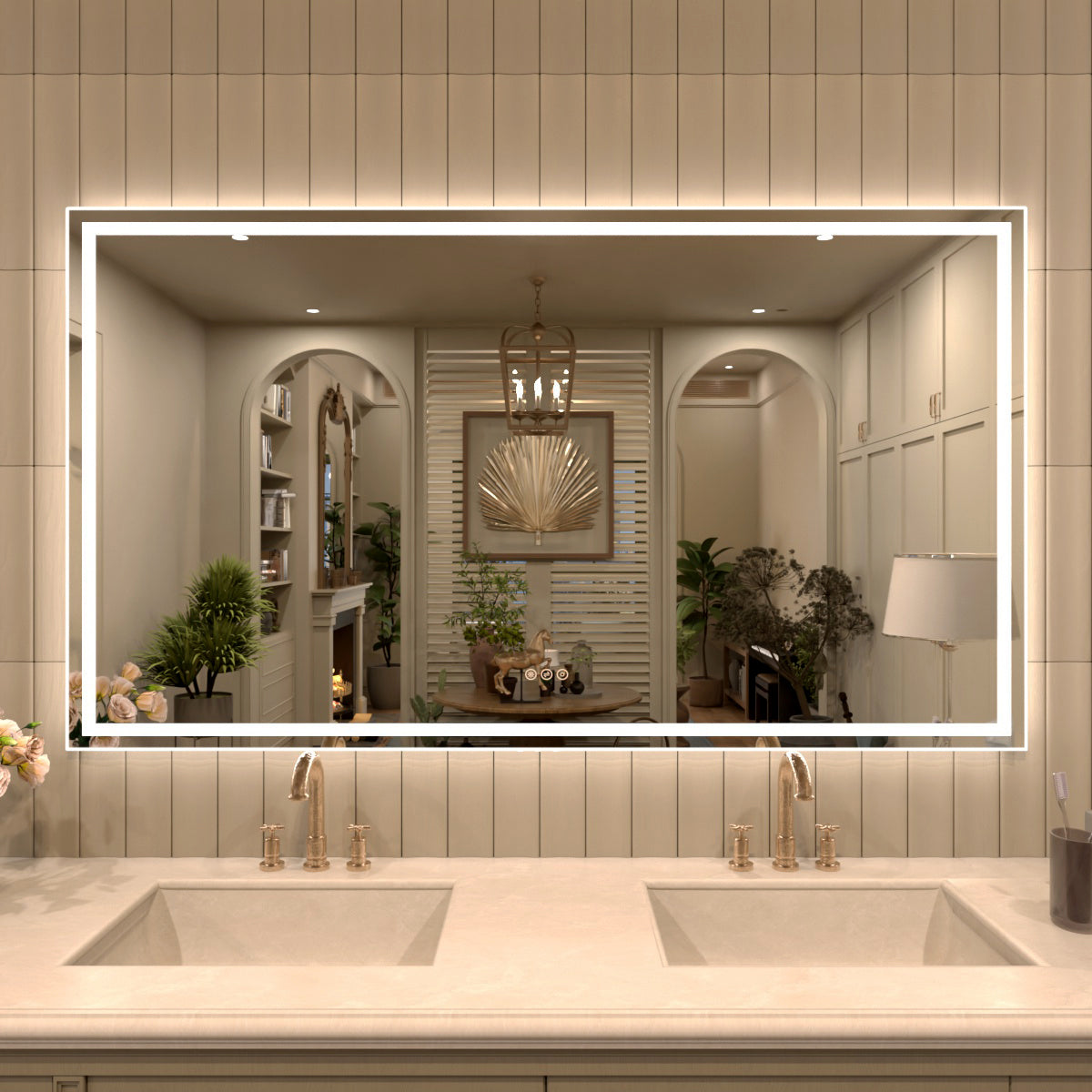 TaiMei Multiple Sizes Rectangular Frameless LED Anti-Fog Wall Bathroom Vanity Mirror 60*36 MD04-6036-01_76619c8d-f49f-4efb-b4da-a6fc87721b29