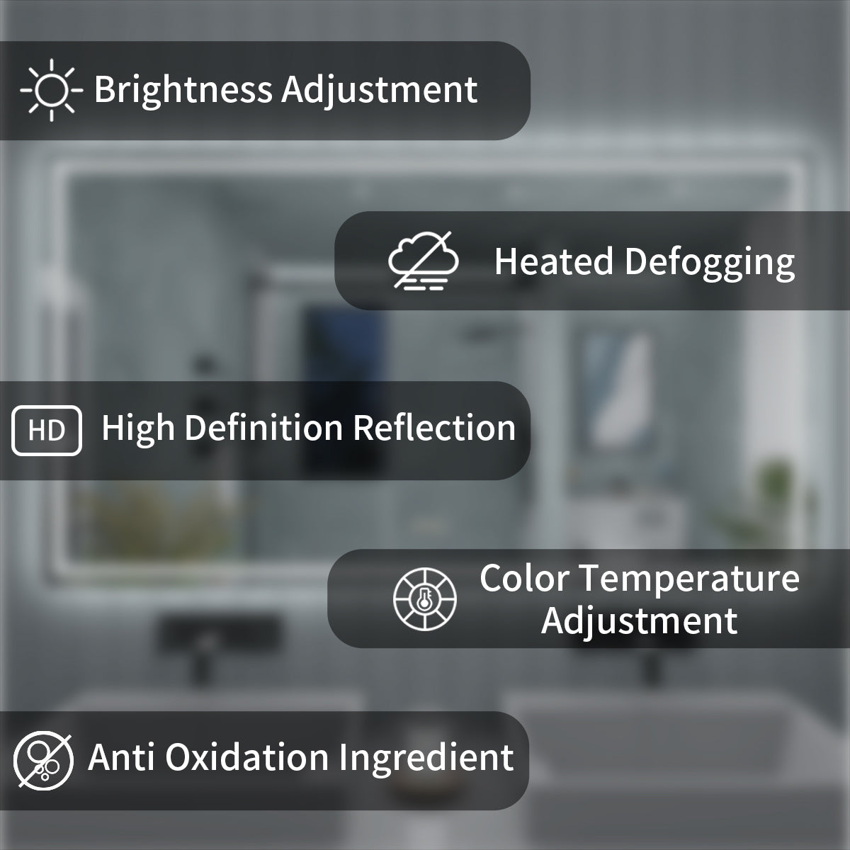 TaiMei LED Bathroom Vanity Mirror Anti-Fog Brightness Adjustable High-Definition ETL Certified