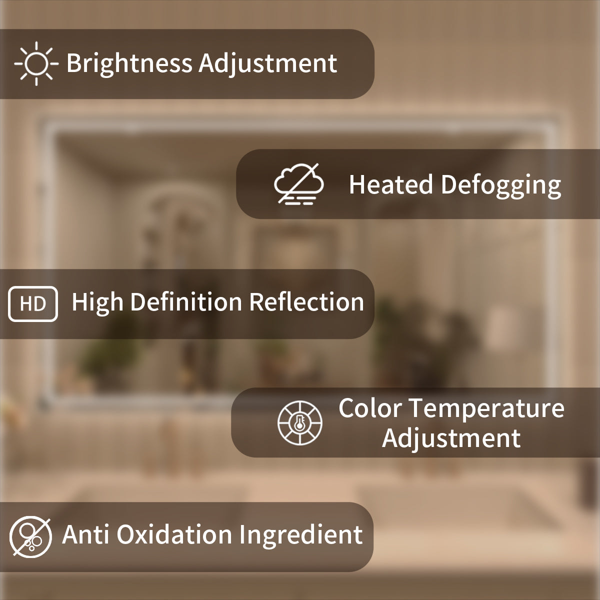 TaiMei LED Bathroom Vanity Mirror Anti-Fog Brightness Adjustable High-Definition ETL Certified