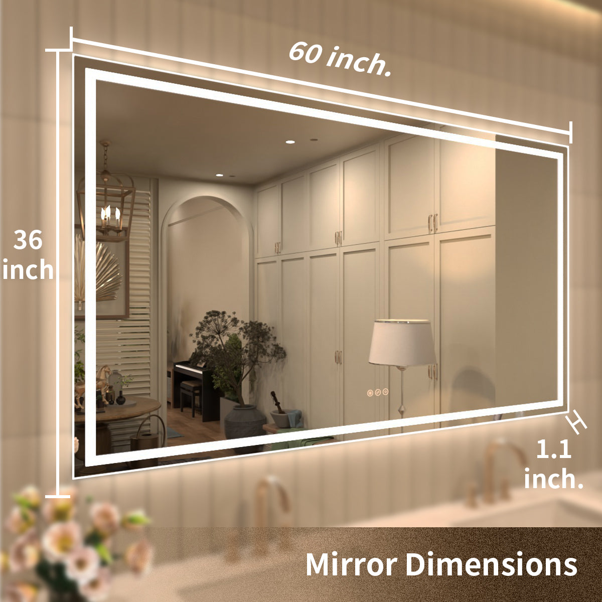 TaiMei Multiple Sizes Rectangular Frameless LED Anti-Fog Wall Bathroom Vanity Mirror MD04-6036-04_54ca112f-8e93-4fbb-89f3-a21fdb73f951