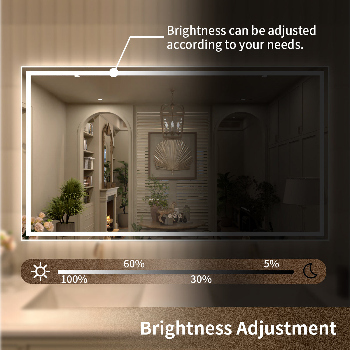 TaiMei MD04SF Frameless  LED Single Bathroom Vanity Mirror in Polished Crystal