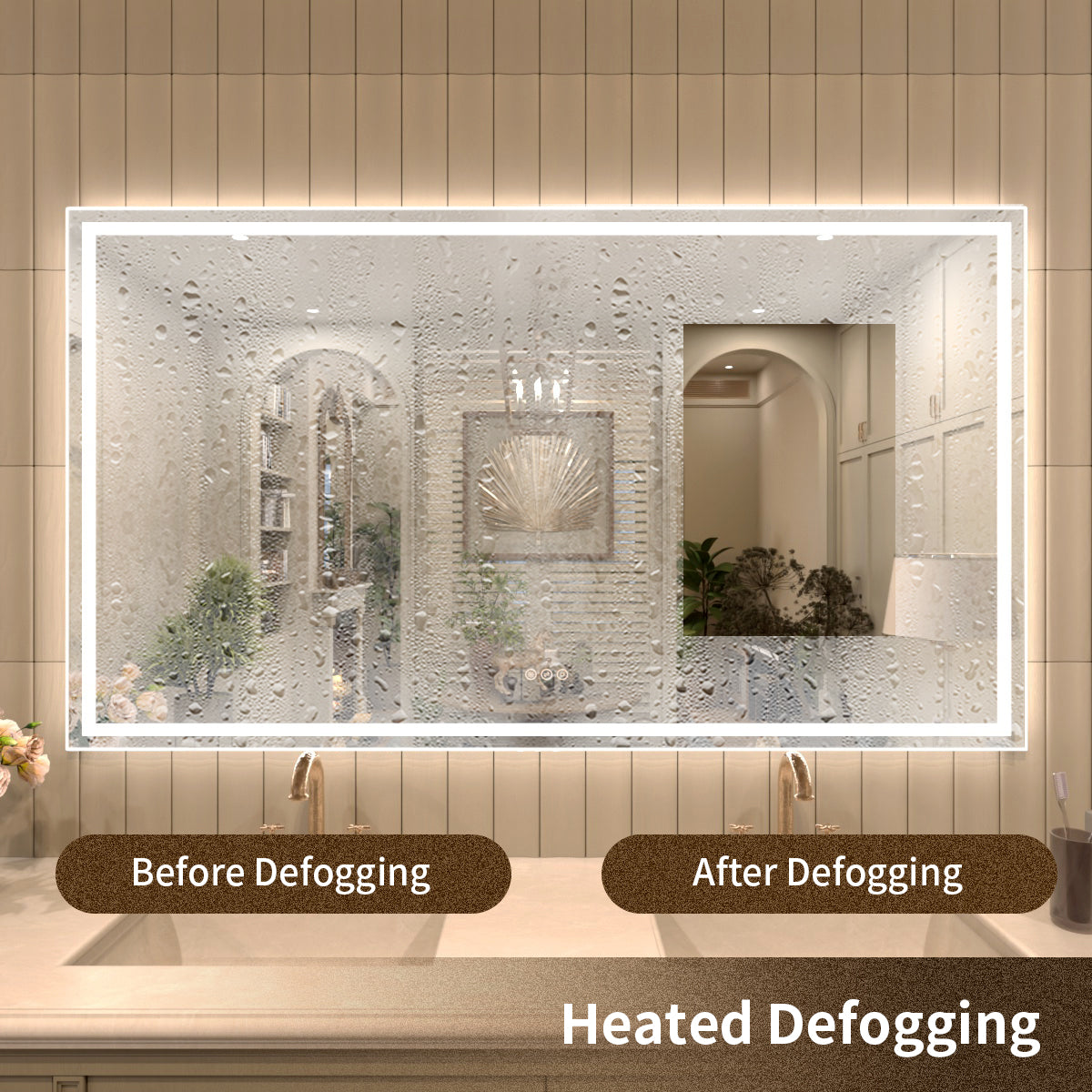 TaiMei MD04SF Frameless  LED Single Bathroom Vanity Mirror in Polished Crystal