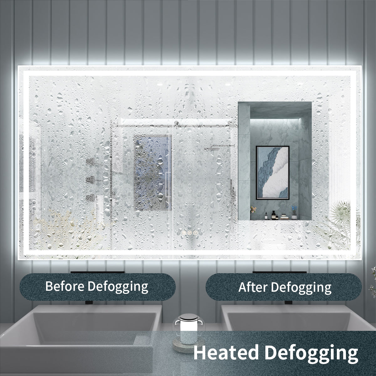 TaiMei LED Bathroom Vanity Mirror Anti-Fog Brightness Adjustable High-Definition ETL Certified