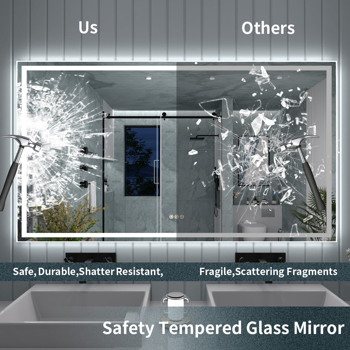 TaiMei LED Bathroom Vanity Mirror Anti-Fog Brightness Adjustable High-Definition ETL Certified