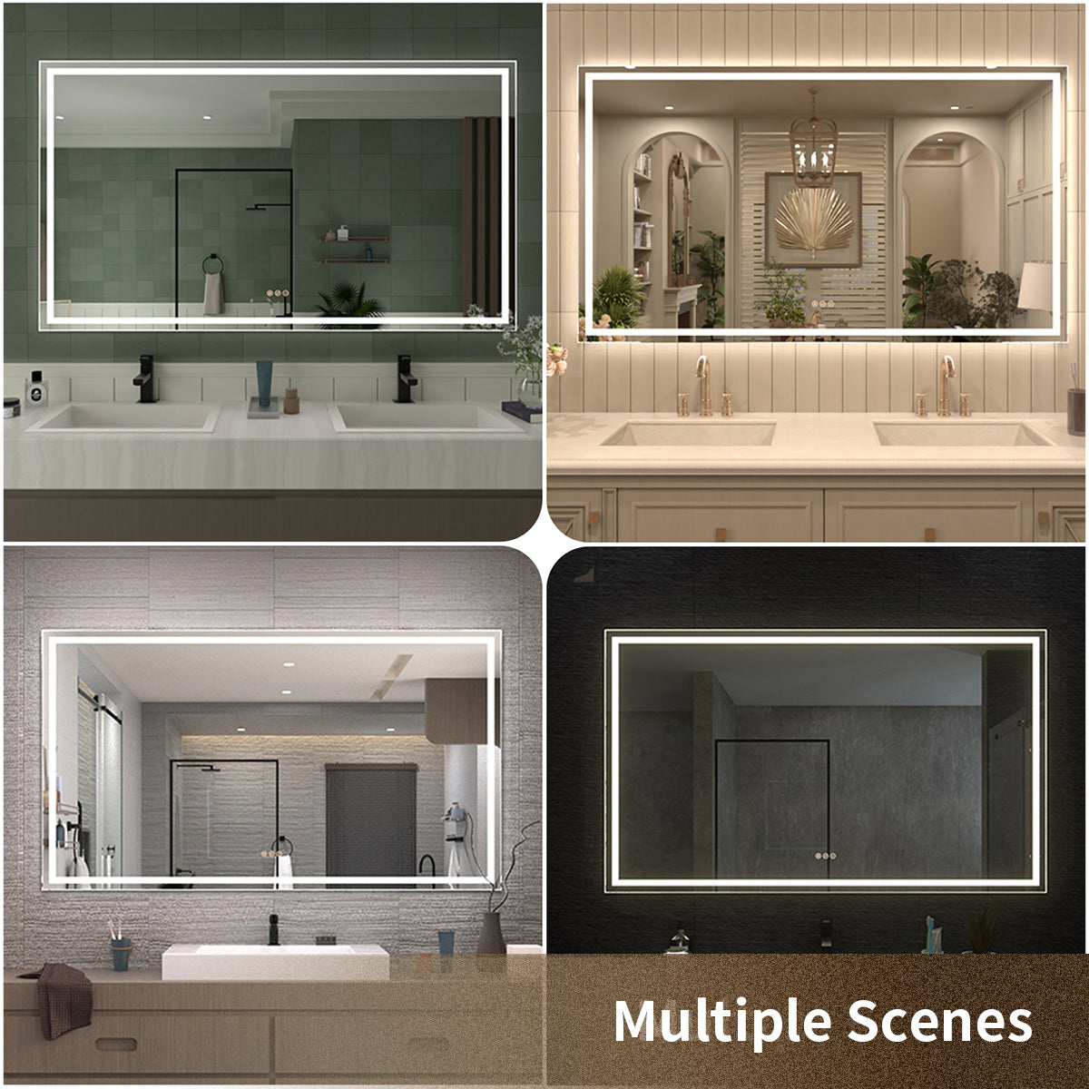 TaiMei MD04SF Frameless  LED Single Bathroom Vanity Mirror in Polished Crystal