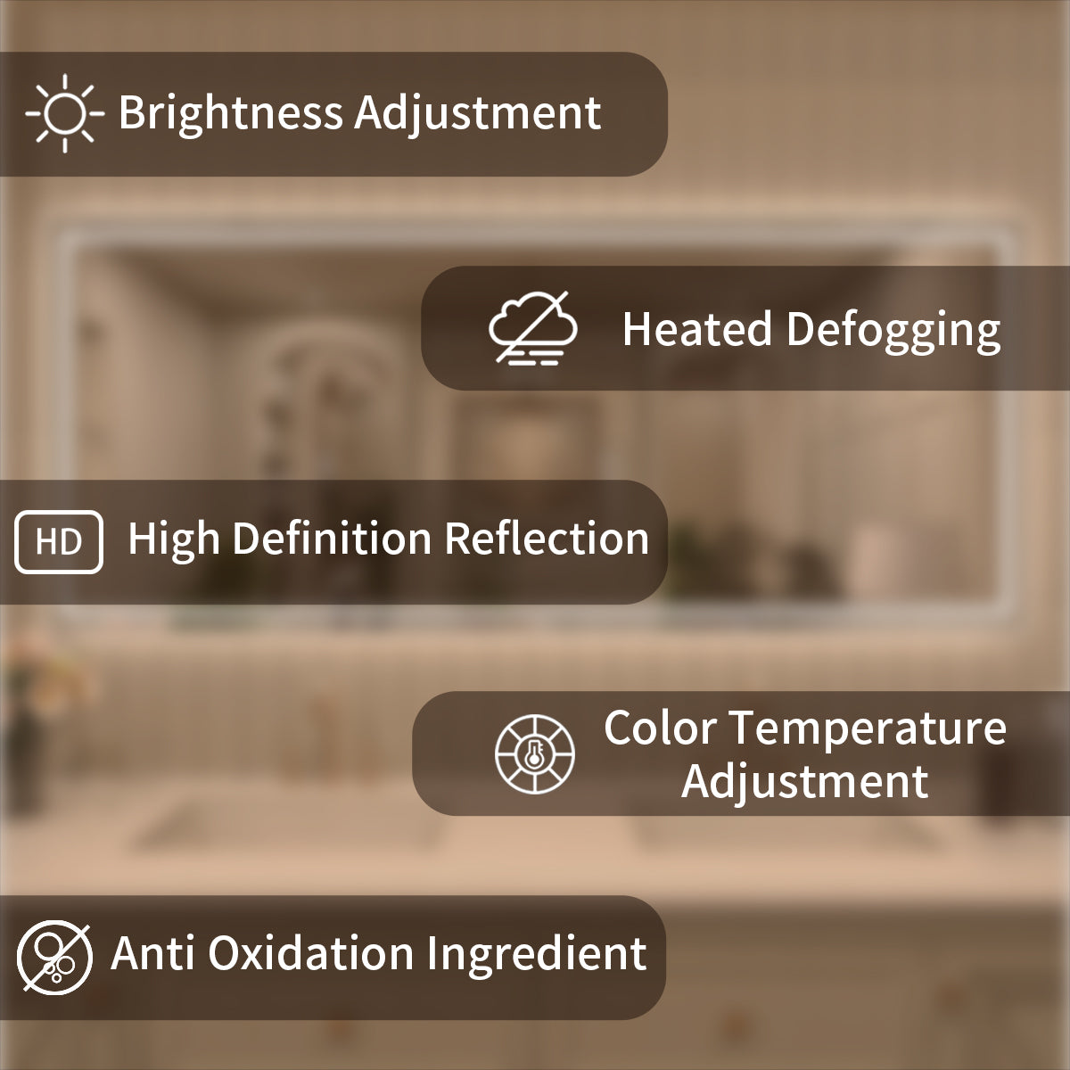 TaiMei MD04SF Frameless  LED Single Bathroom Vanity Mirror in Polished Crystal