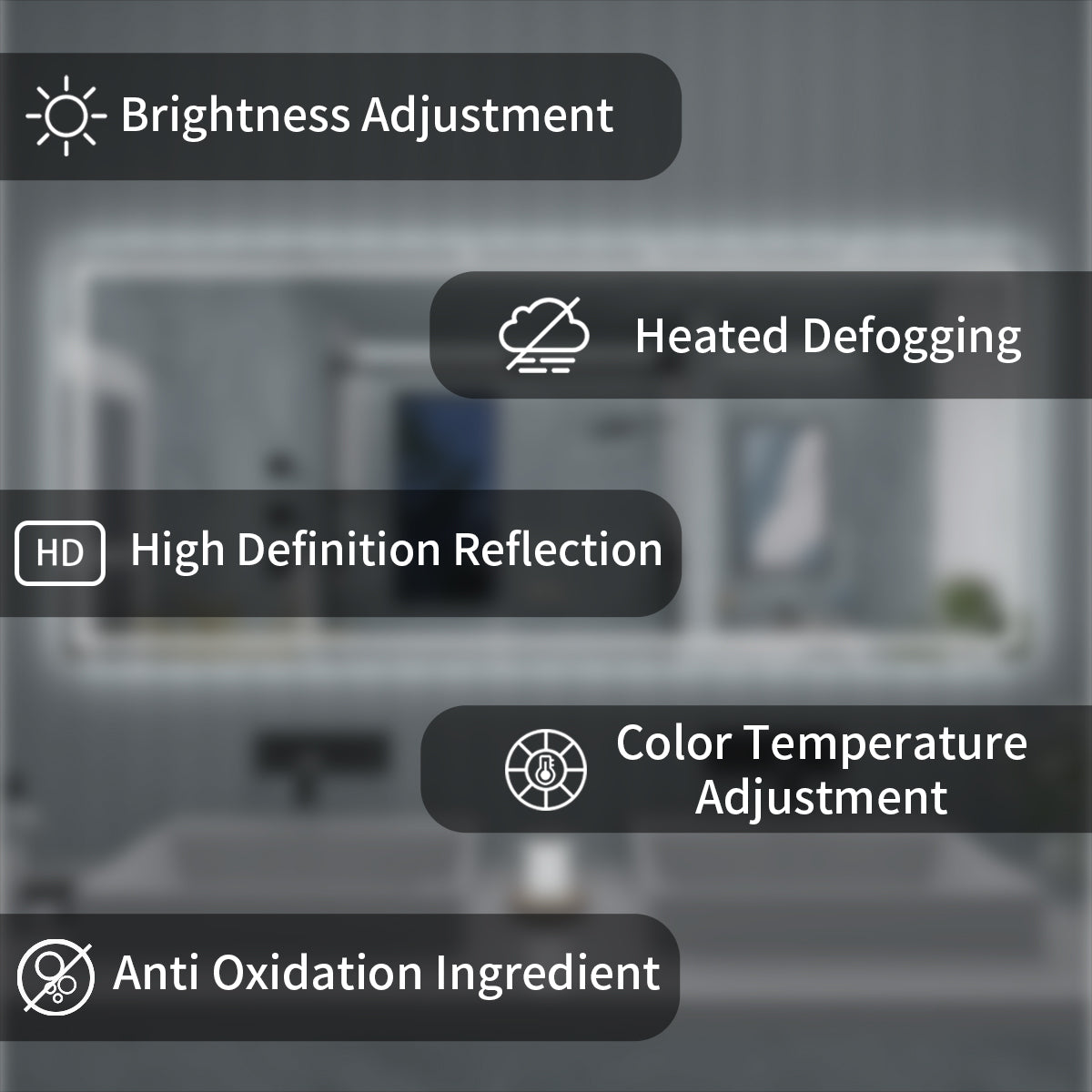 TaiMei LED Bathroom Vanity Mirror Anti-Fog Brightness Adjustable High-Definition ETL Certified