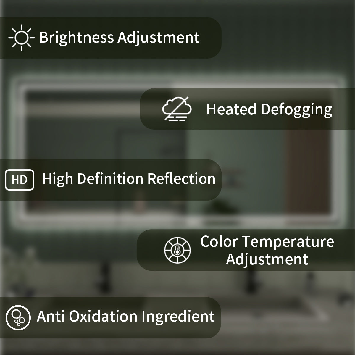 TaiMei LED Bathroom Vanity Mirror Anti-Fog Brightness Adjustable High-Definition ETL Certified