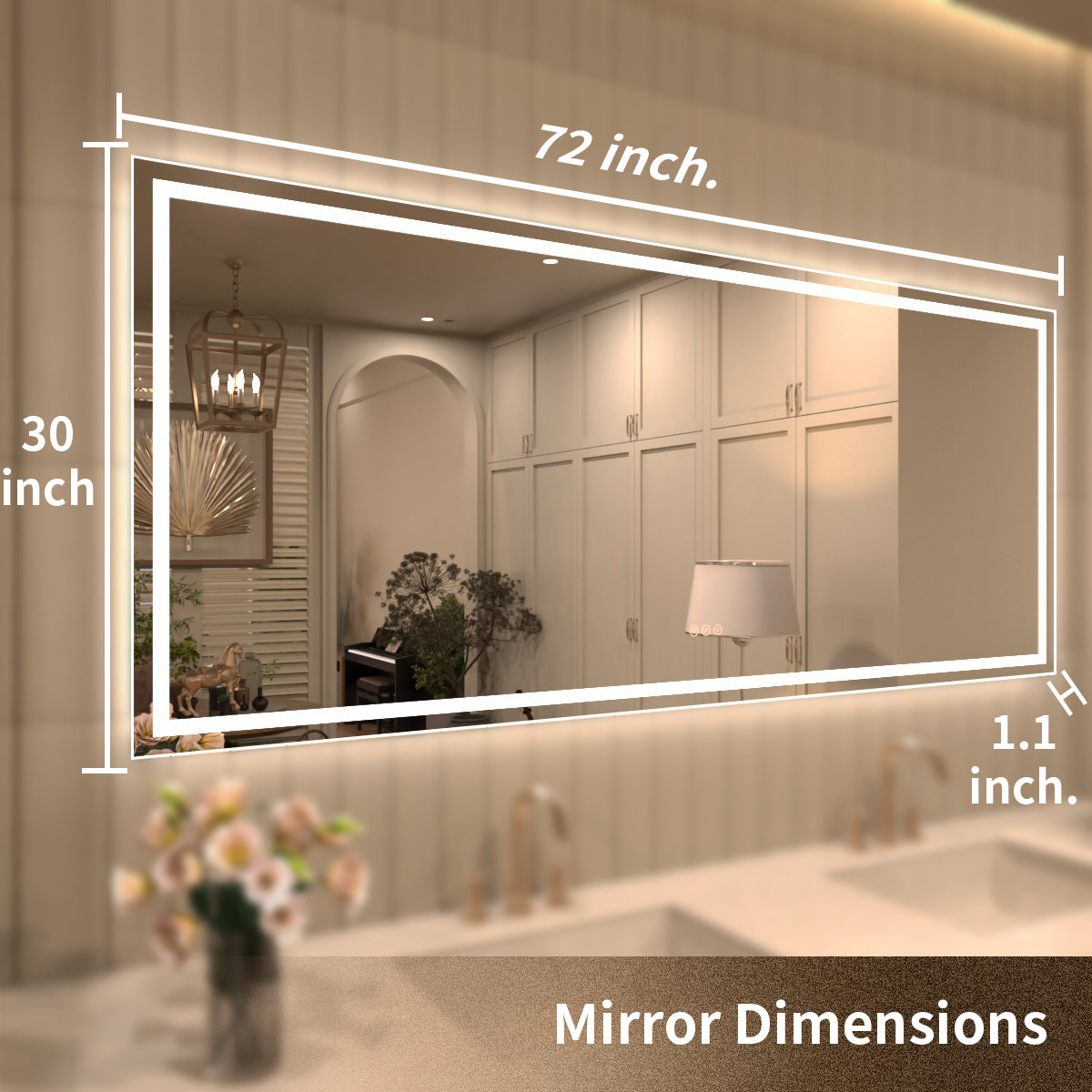 TaiMei MD04SF Frameless  LED Single Bathroom Vanity Mirror in Polished Crystal