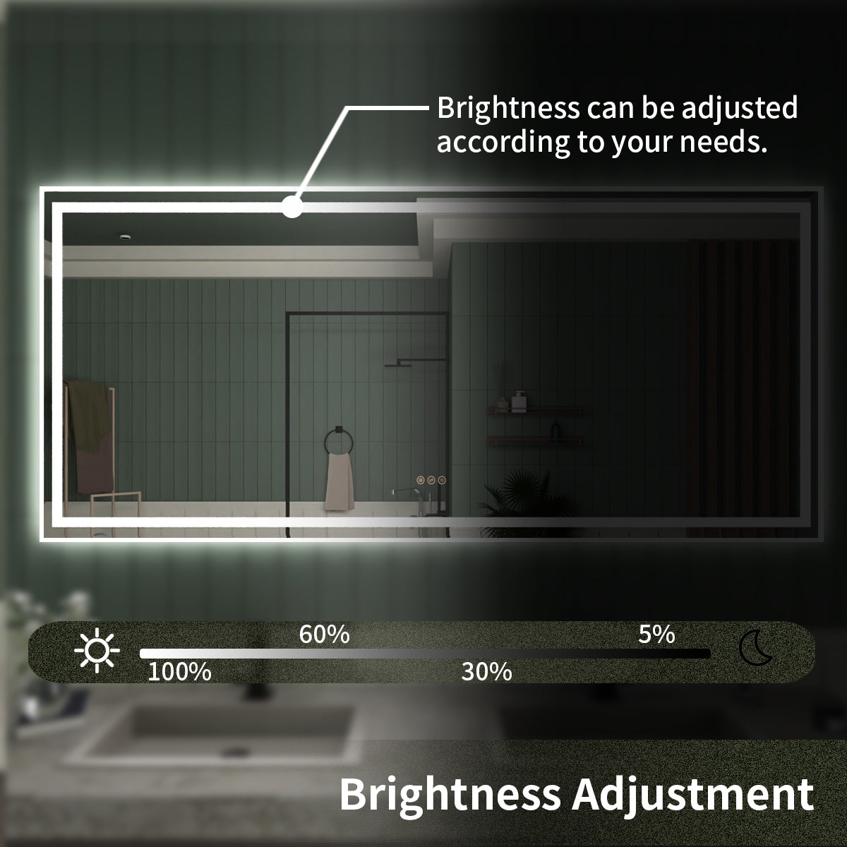 TaiMei LED Bathroom Vanity Mirror Anti-Fog Brightness Adjustable High-Definition ETL Certified