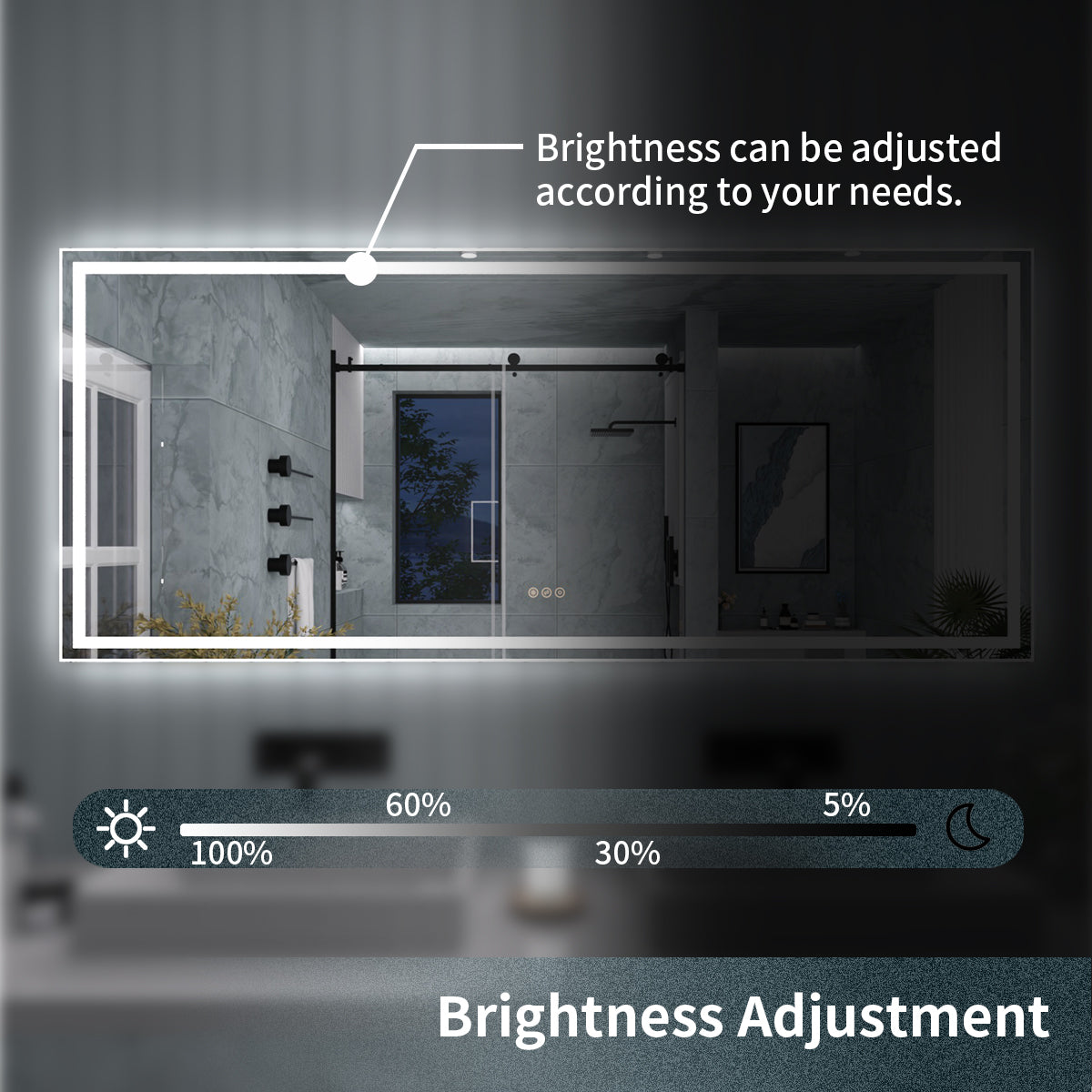 TaiMei LED Bathroom Vanity Mirror Anti-Fog Brightness Adjustable High-Definition ETL Certified
