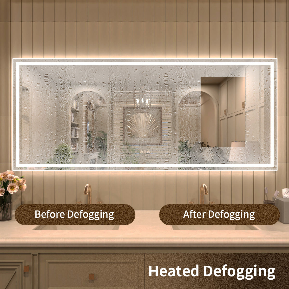 TaiMei MD04SF Frameless  LED Single Bathroom Vanity Mirror in Polished Crystal